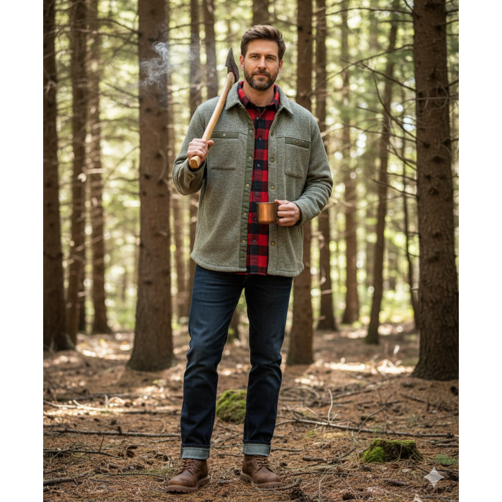 LL Bean Sweater Fleece Jacket Overshirt‎ Snap Front Lined Pockets Mens XLT  Tall